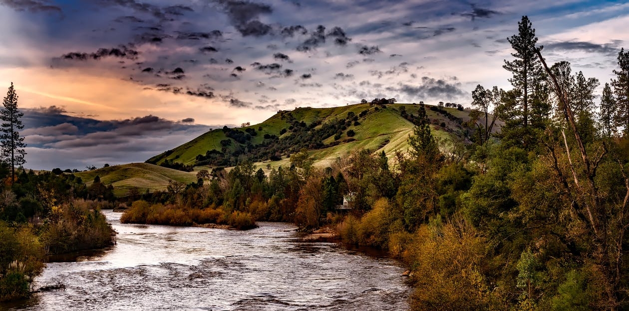 https://www.pexels.com/photo/streaming-river-surrounded-by-pine-trees-under-cloudy-sky-during-daytime-139397/