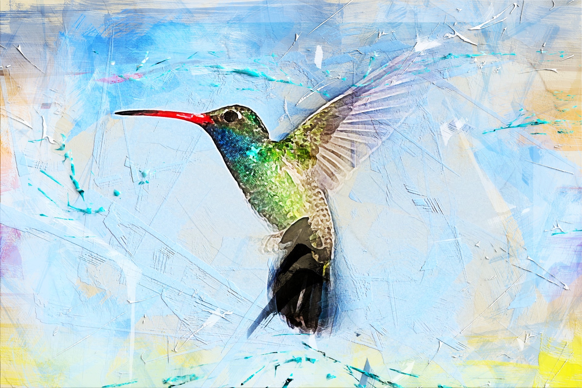 kolibri-madár-art-abstract-akvarell